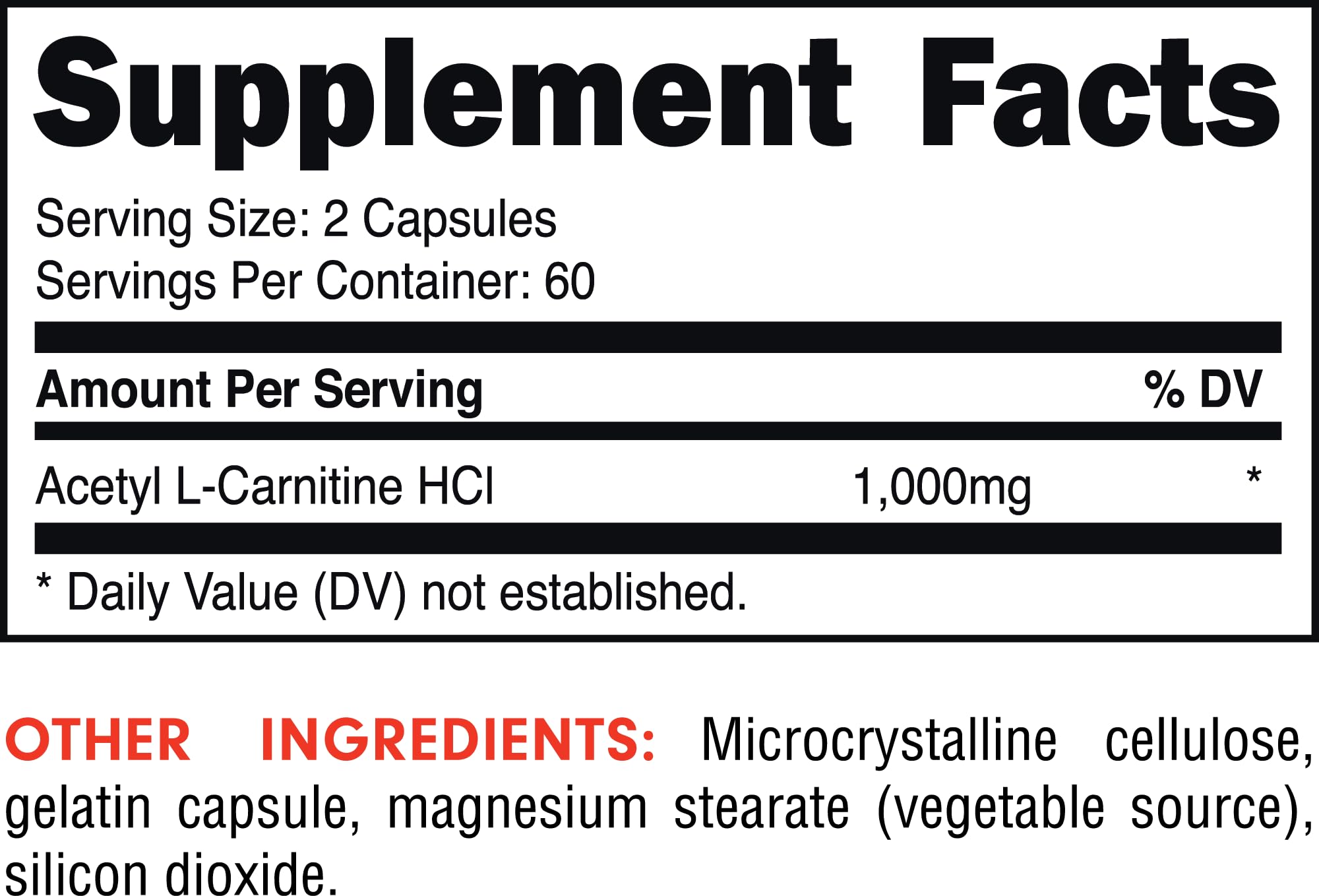 Close-up of Acetyl L-Carnitine capsules, 1000mg each