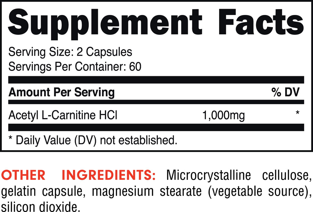 Close-up of Acetyl L-Carnitine capsules, 1000mg each
