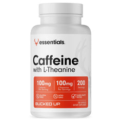 Bucked Up Caffeine with L-Theanine bottle-front for steady daily energy and focus.