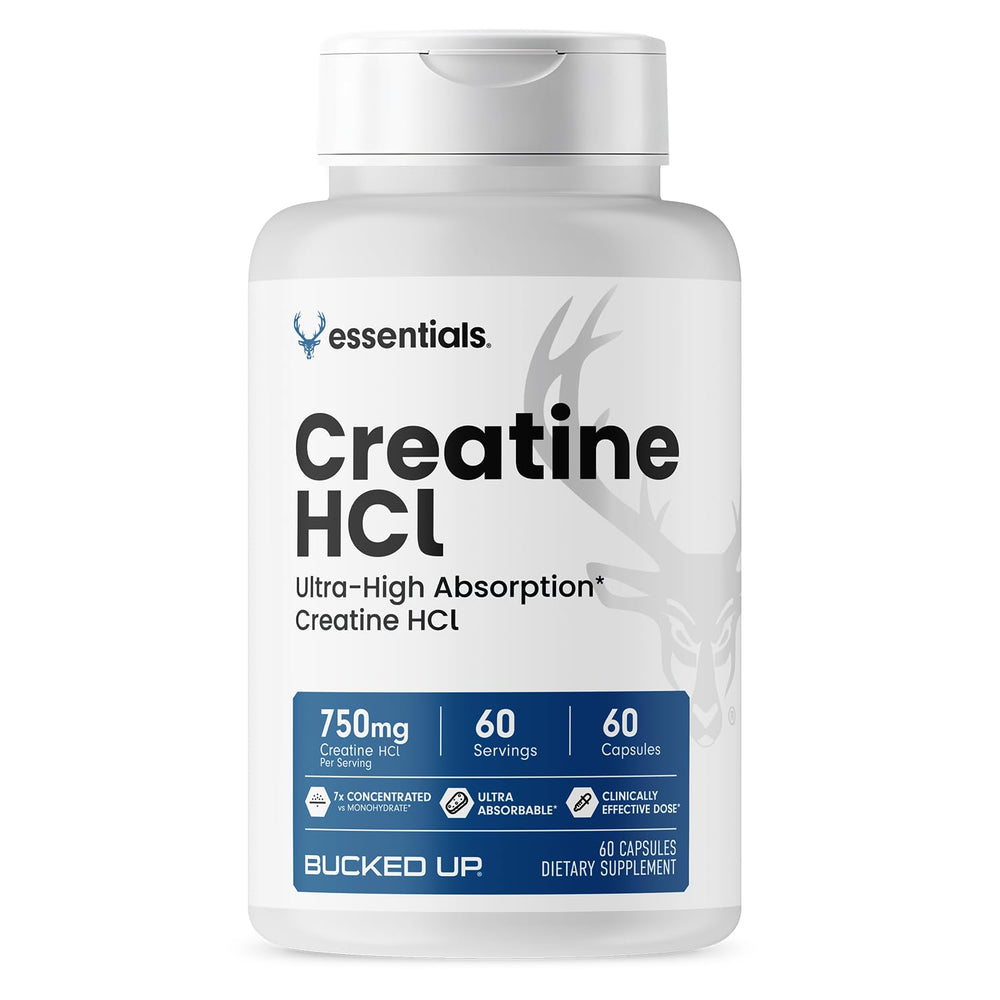 Bucked Up Creatine HCl bottle with 60 capsules - front view