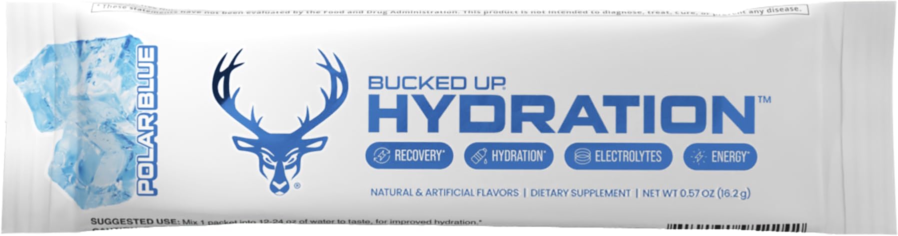 Bucked Up Hydration Polar Blue 18-pack sleeve showcases portable hydration option