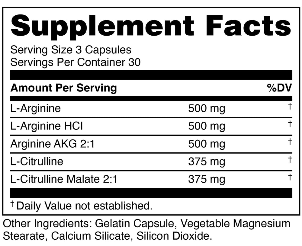 Bucked Up Nitric Oxide Booster capsules closeup highlighting the 2250 mg blend.
