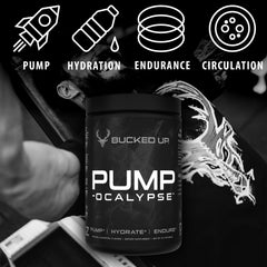 Bucked Up Pump-ocalypse Blue Raz powder scoop ready to mix for pre-workout hydration