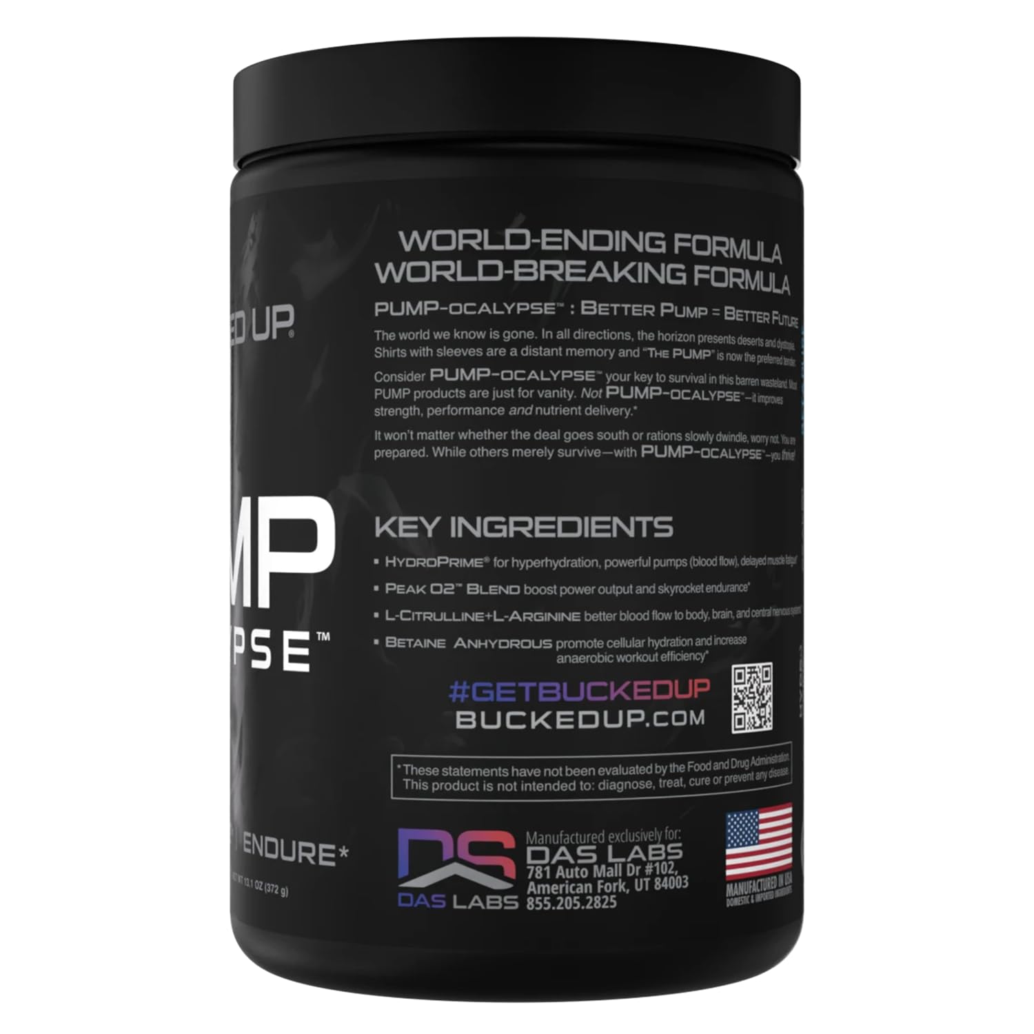 Bucked Up Pump-ocalypse mixing glass with powder dissolving for quick hydration.