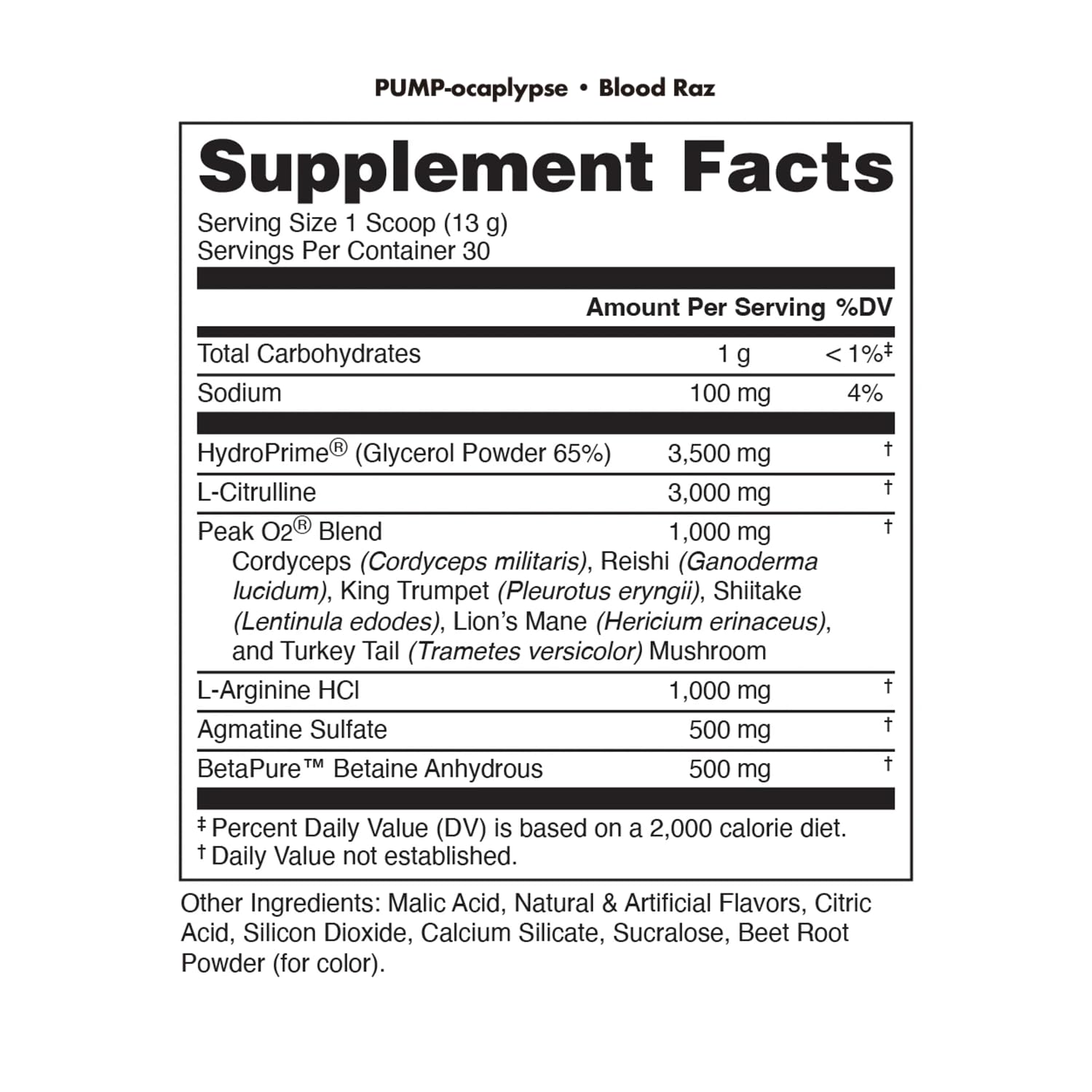 Bucked Up Pump-ocalypse scoop resting beside a shaker showing Citrulline and Arginine ingredients.