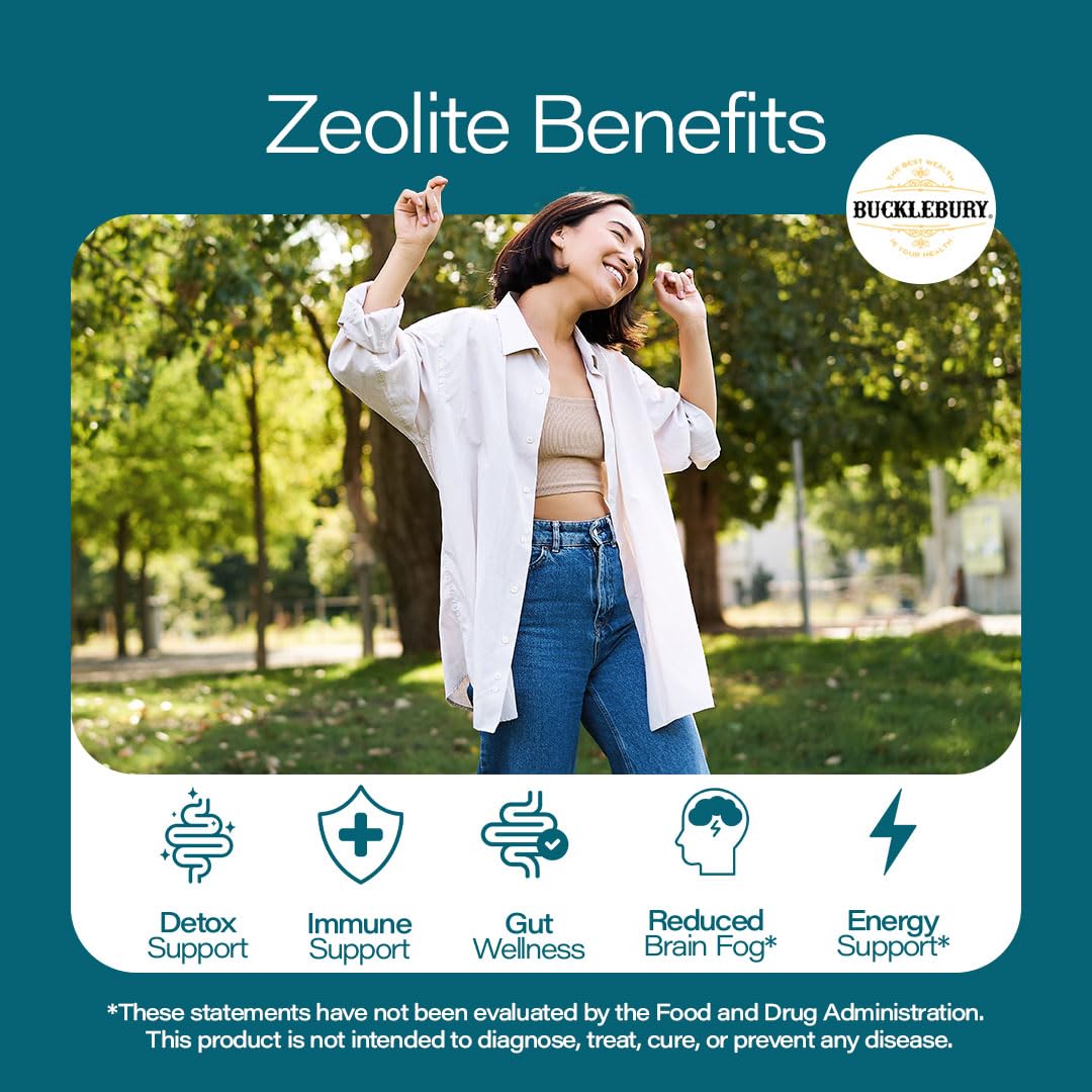 BUCKLEBURY Zeolite Micronized Mineral detail highlights detox pathways.
