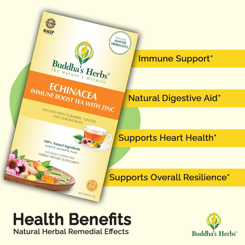 Ingredients blend including echinacea, ginger, turmeric and lemongrass for immune support