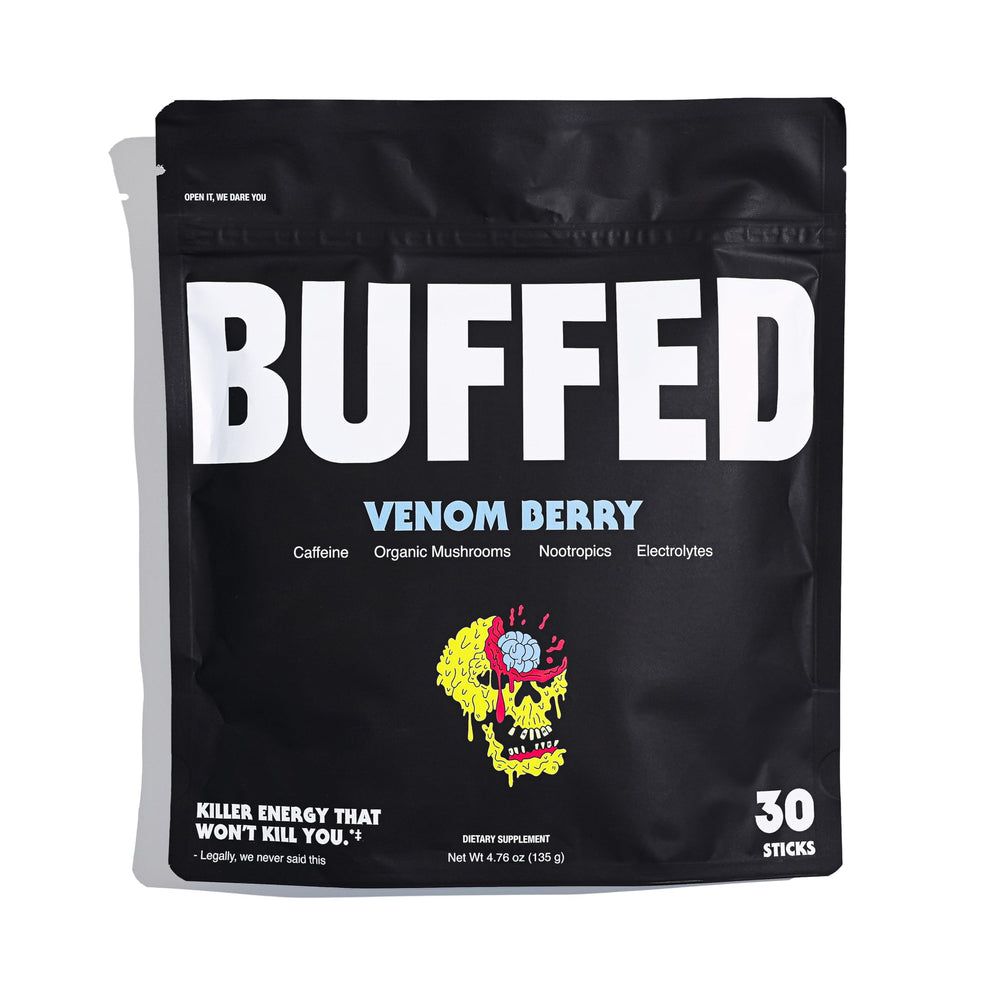 BUFFED Energy Powder Stick Pack Venom Berry – front view