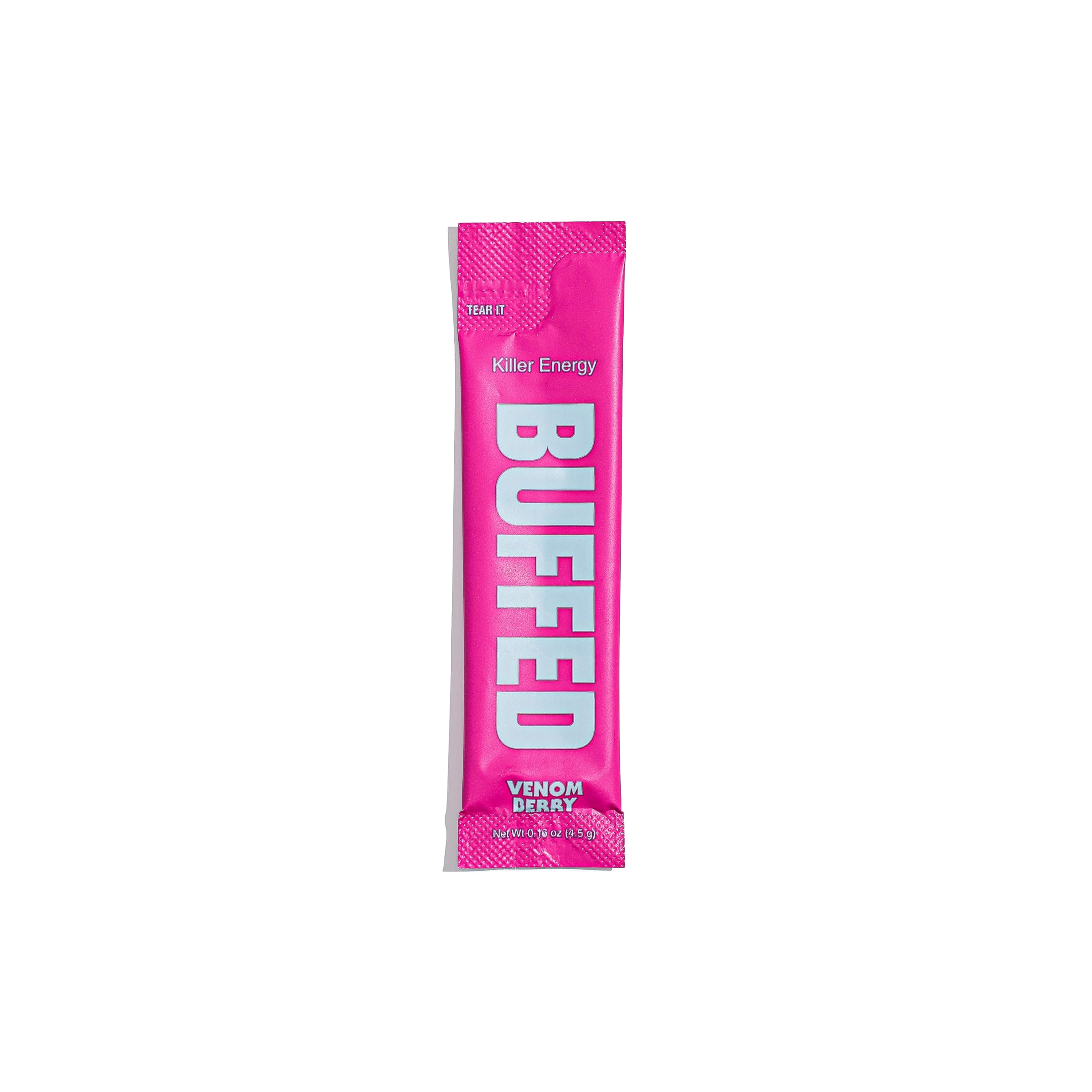 Close-up of Buffed energy powder blend with nootropics and mushrooms