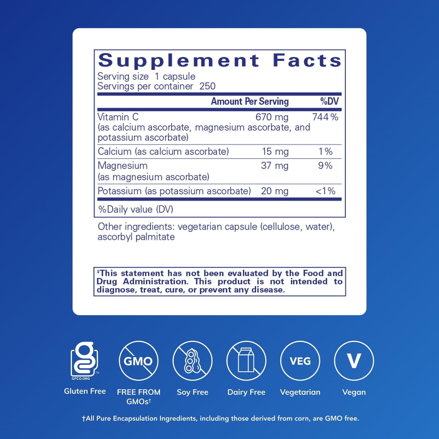 Close-up of Buffered Ascorbic Acid Capsules