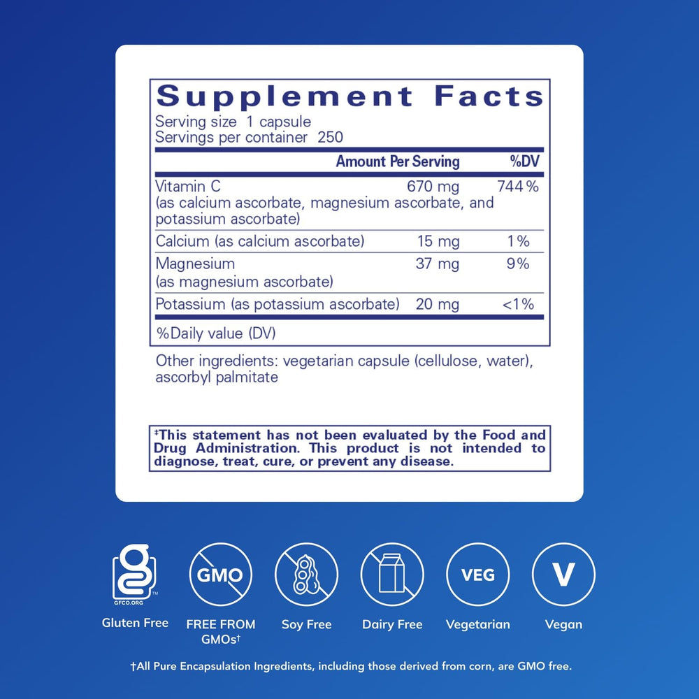 Close-up of Buffered Ascorbic Acid Capsules