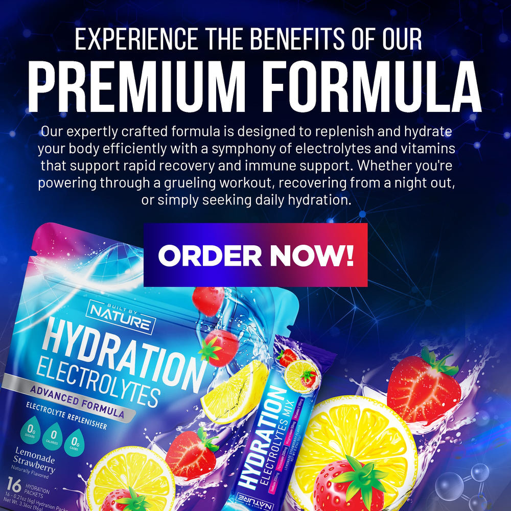 Built by Nature Electrolytes naturally colored powder in a scoop for pure flavor