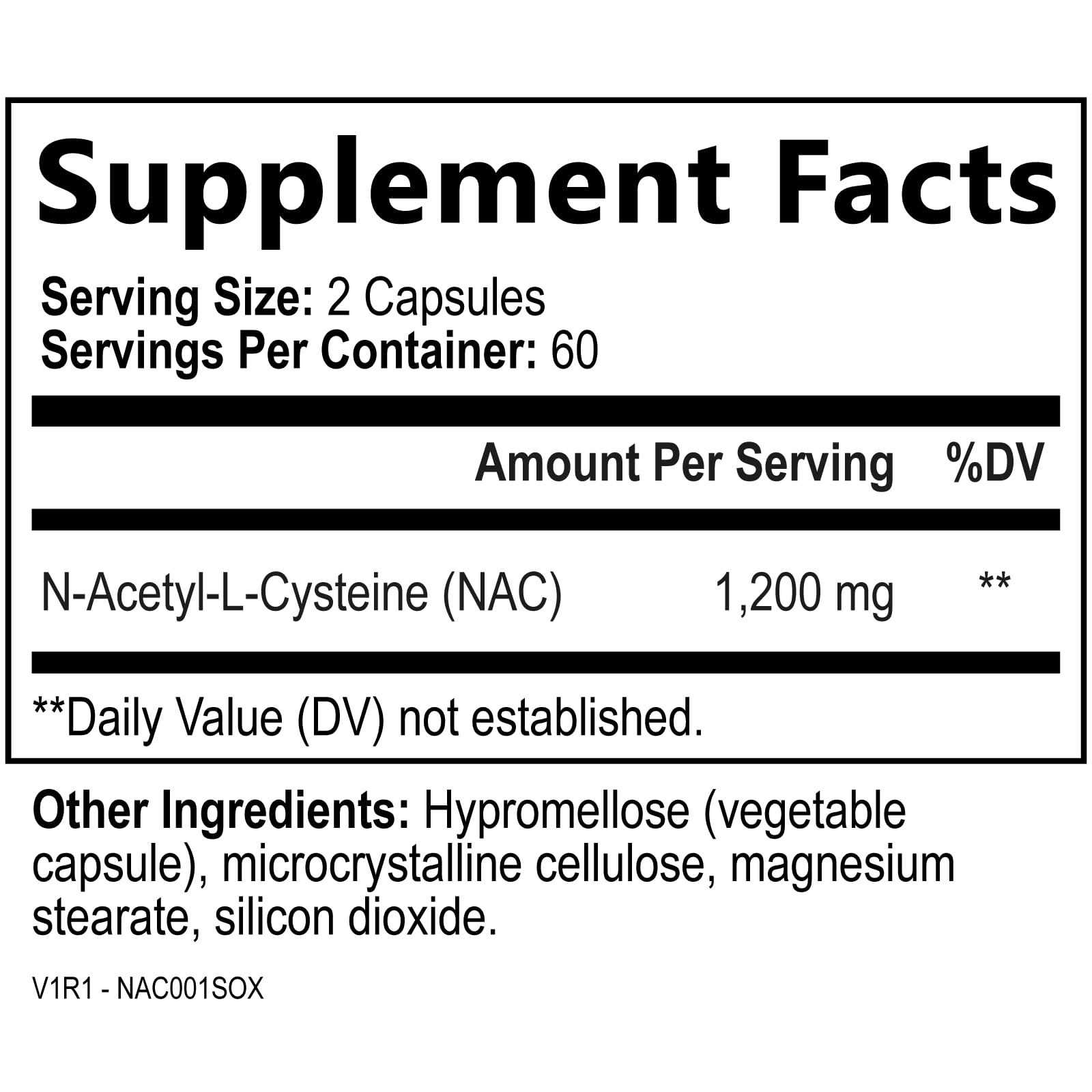 NAC supplement supporting immune health, respiratory function and liver support