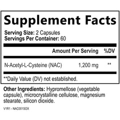 NAC supplement supporting immune health, respiratory function and liver support