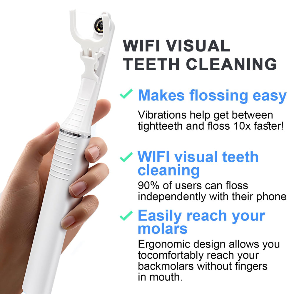 Flosser with built-in camera and LED light