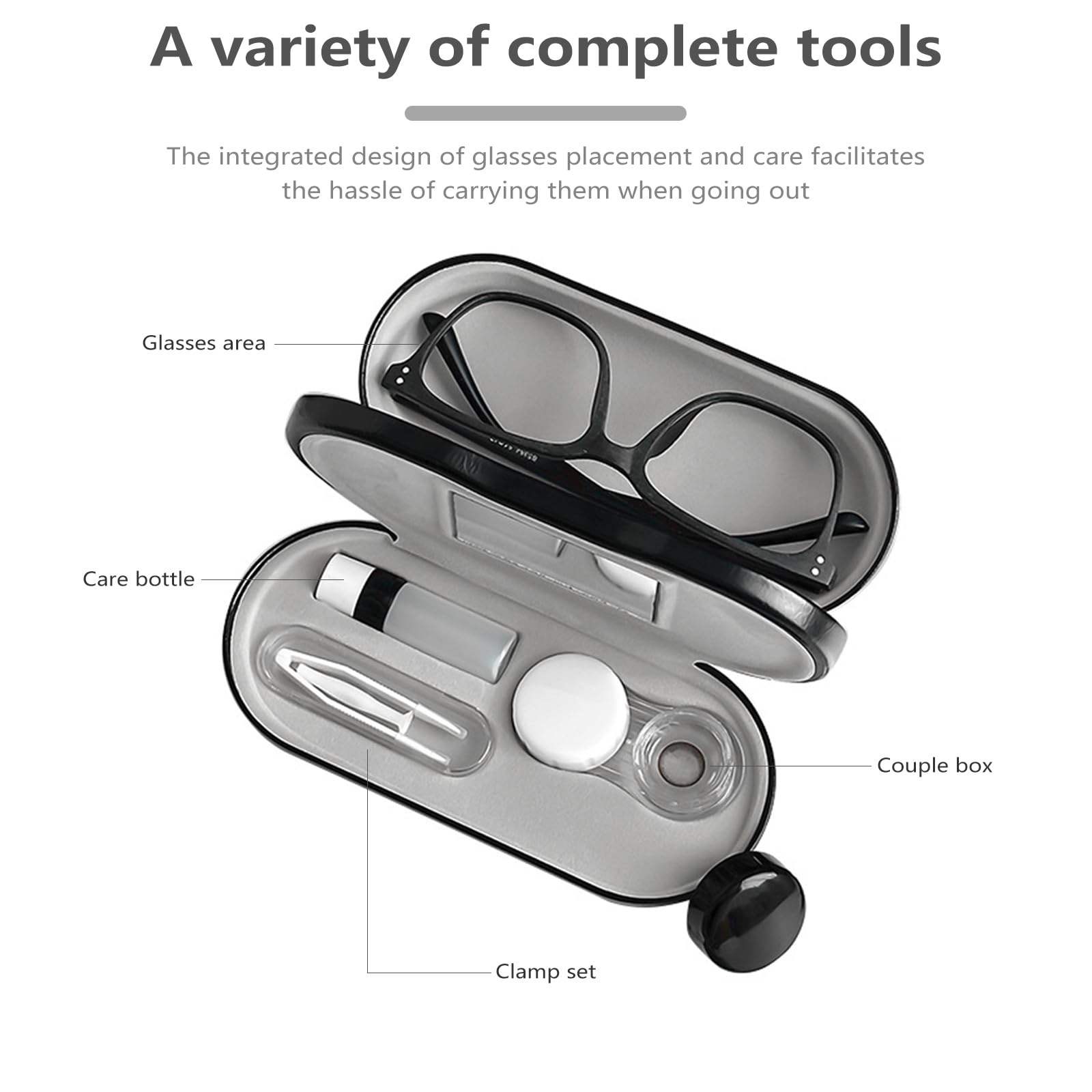 Built in mirror for easy contact lens wearing