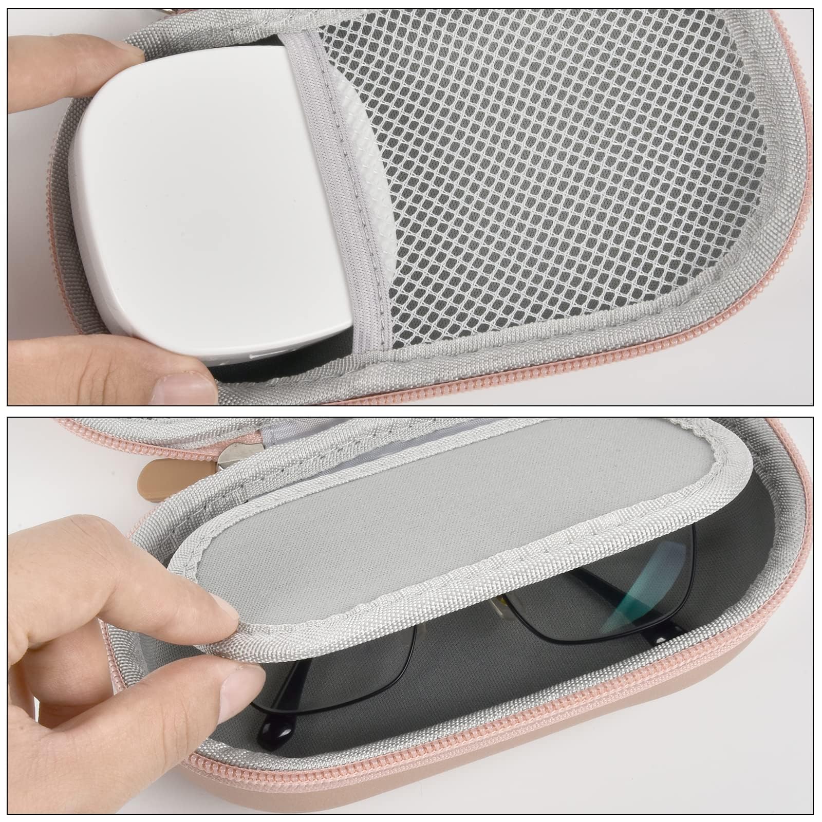 Built-in mirror, tweezers, and contact lens solution bottle included