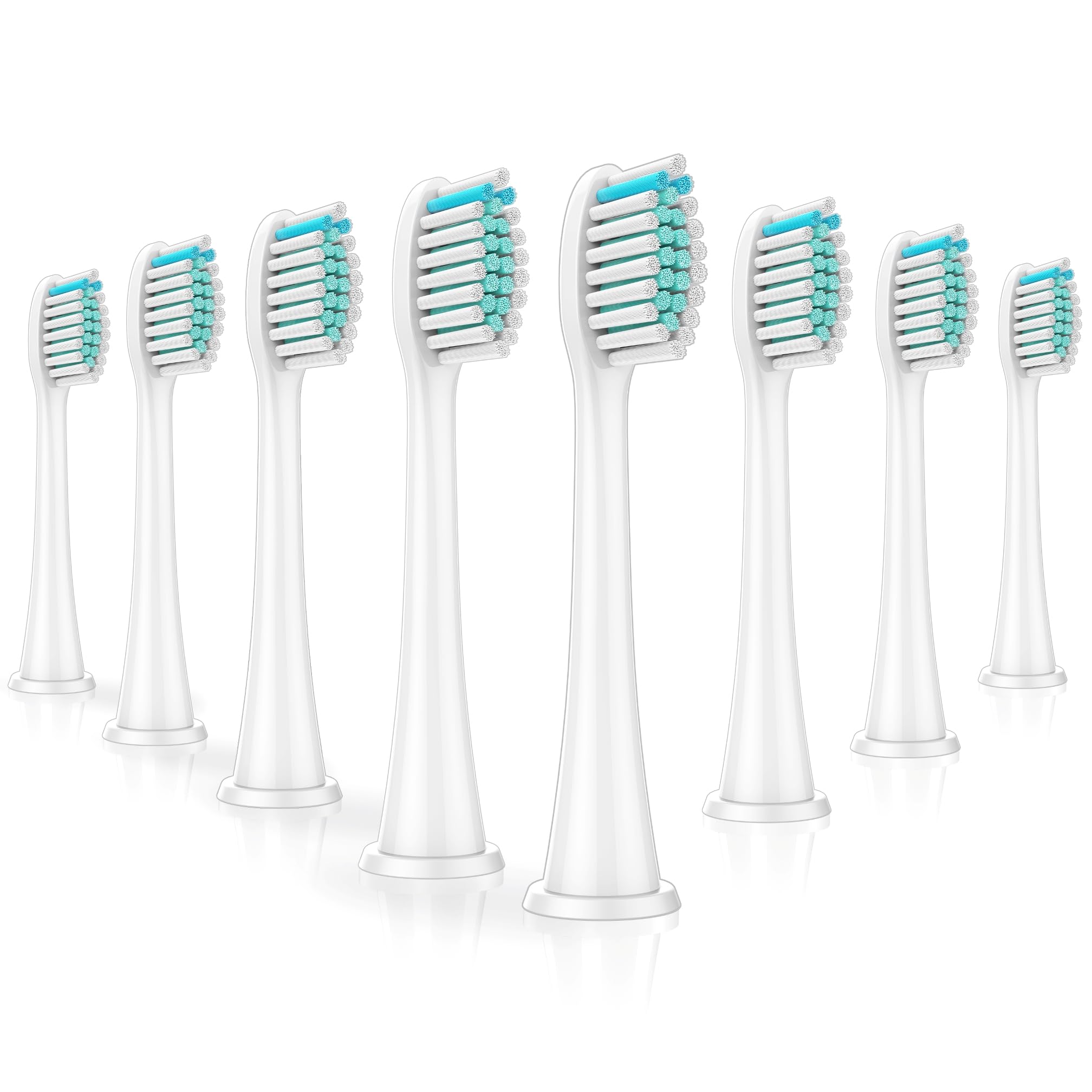 BUKURII 8-pack replacement toothbrush heads in white