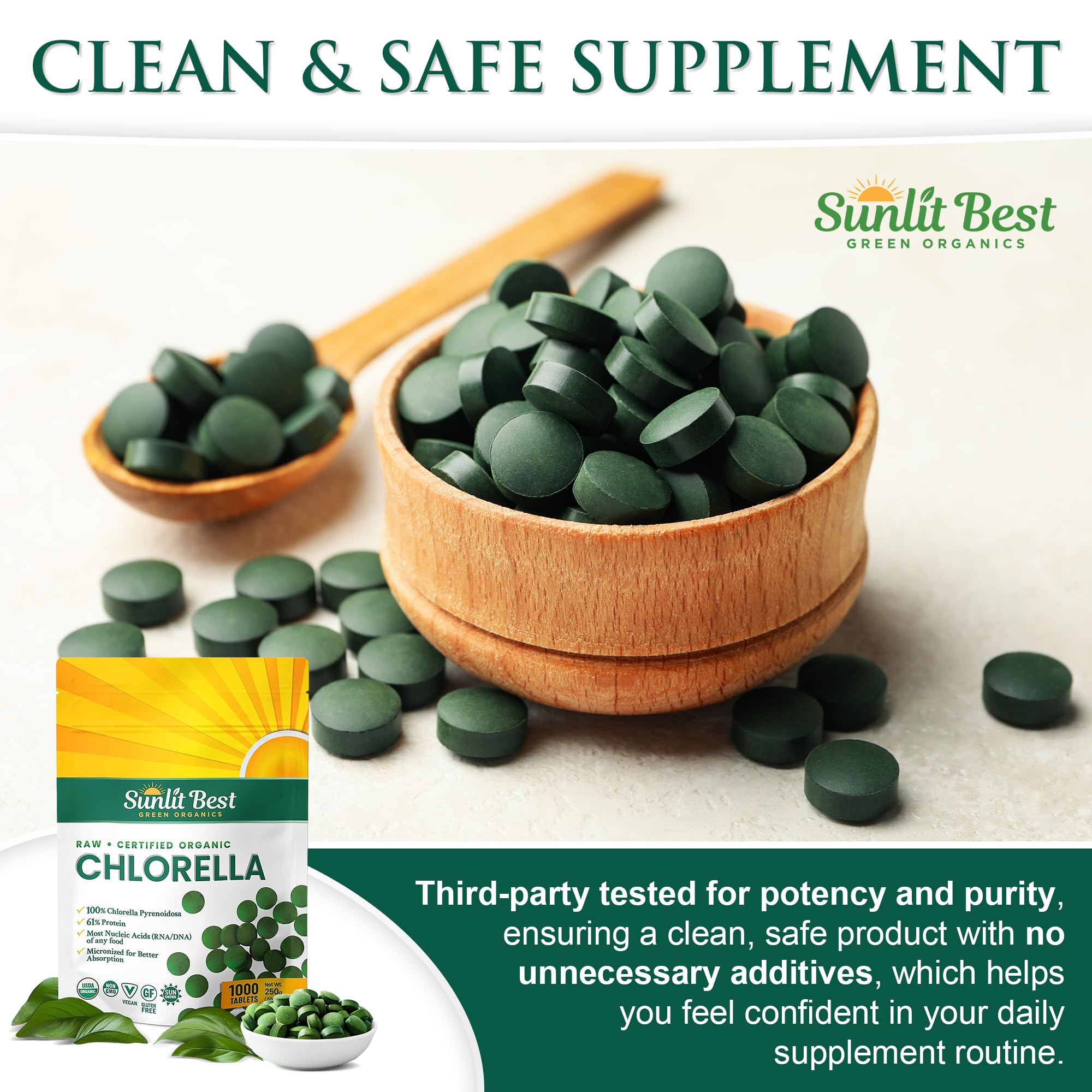 Bulk bag of Sunlit Best chlorella tablets 1000-count