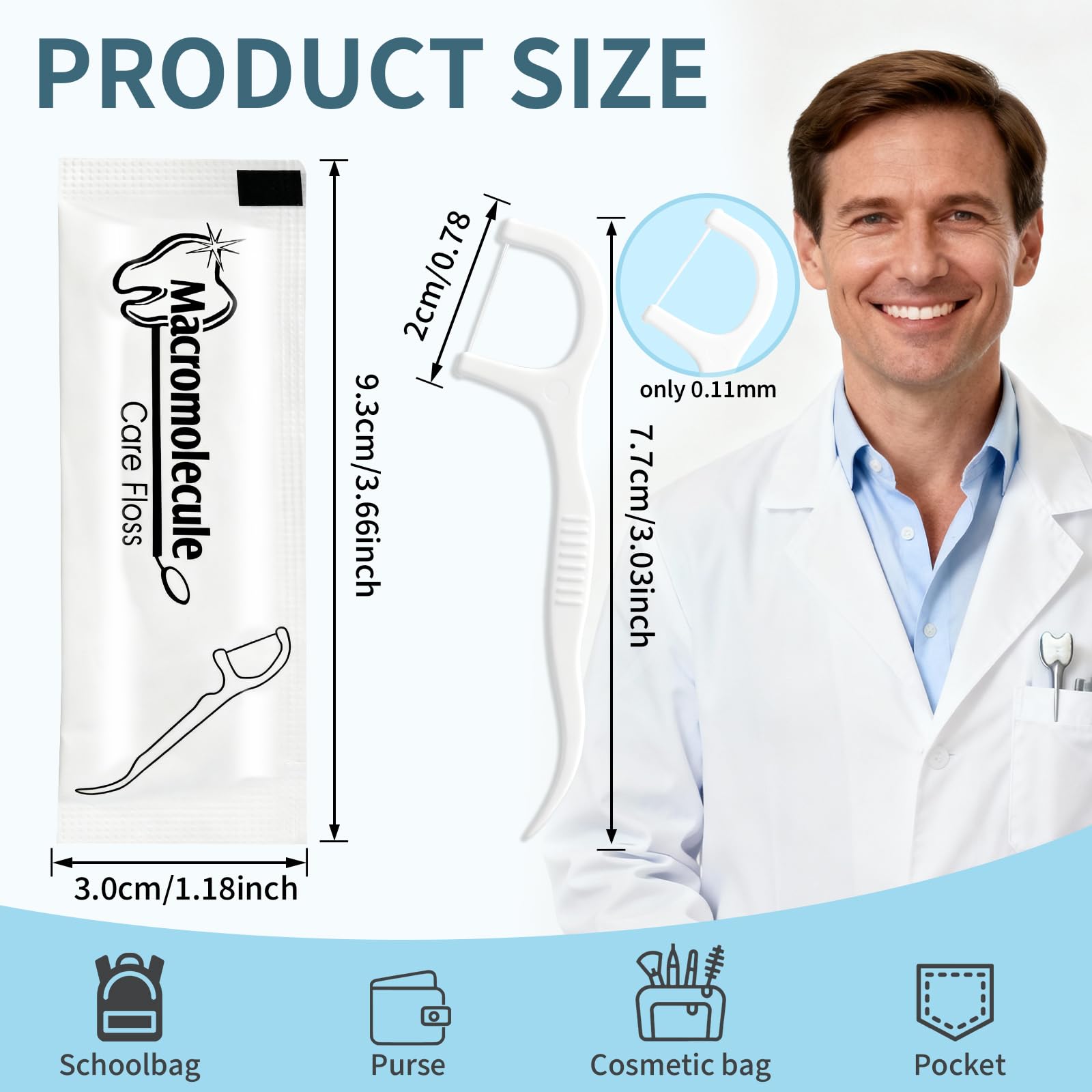 Travel-friendly dental floss picks with ergonomic F-shaped handle