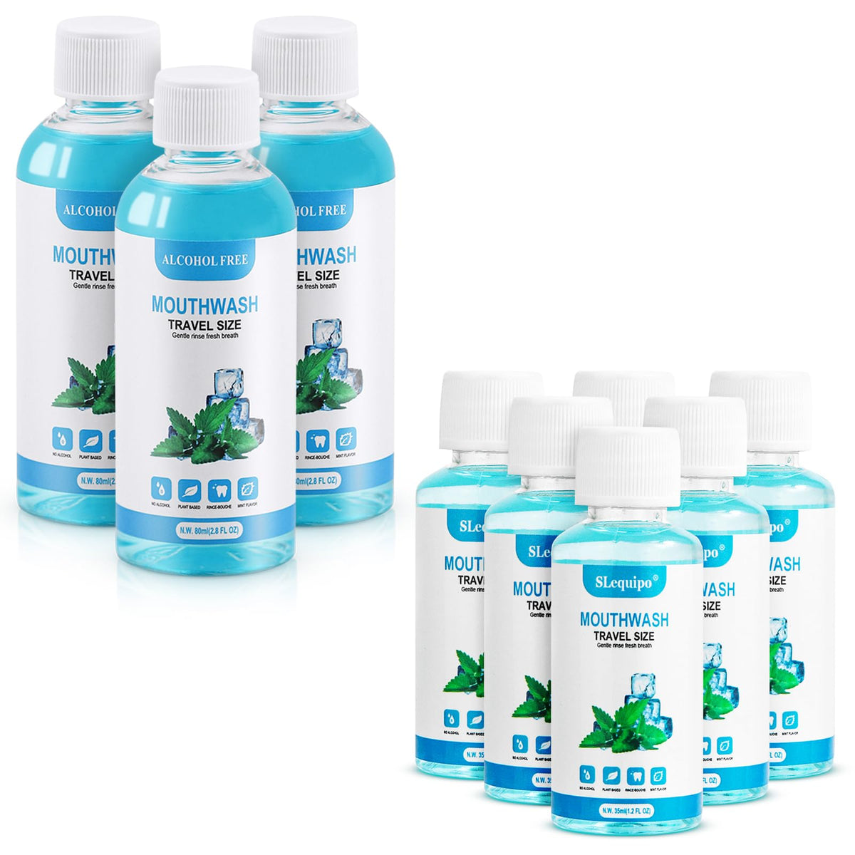 50-pack of mint mouthwash bottles, 1.2 oz (35 ml) each