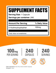 Close-up of BulkSupplements 5-HTP capsules