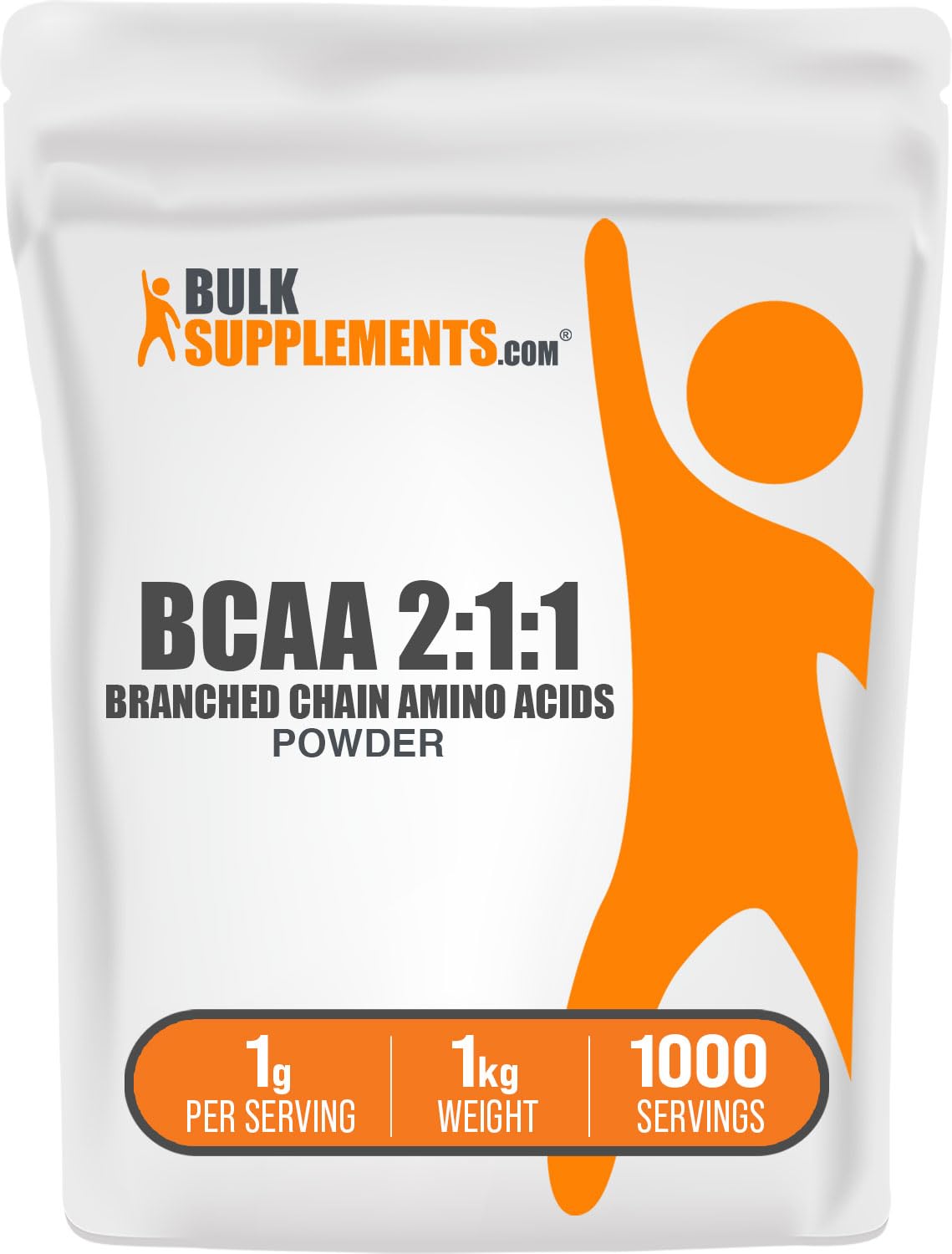 Hero image of BulkSupplements BCAA 2:1:1 powder unflavored in a 1kg tub