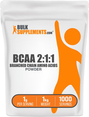Hero image of BulkSupplements BCAA 2:1:1 powder unflavored in a 1kg tub