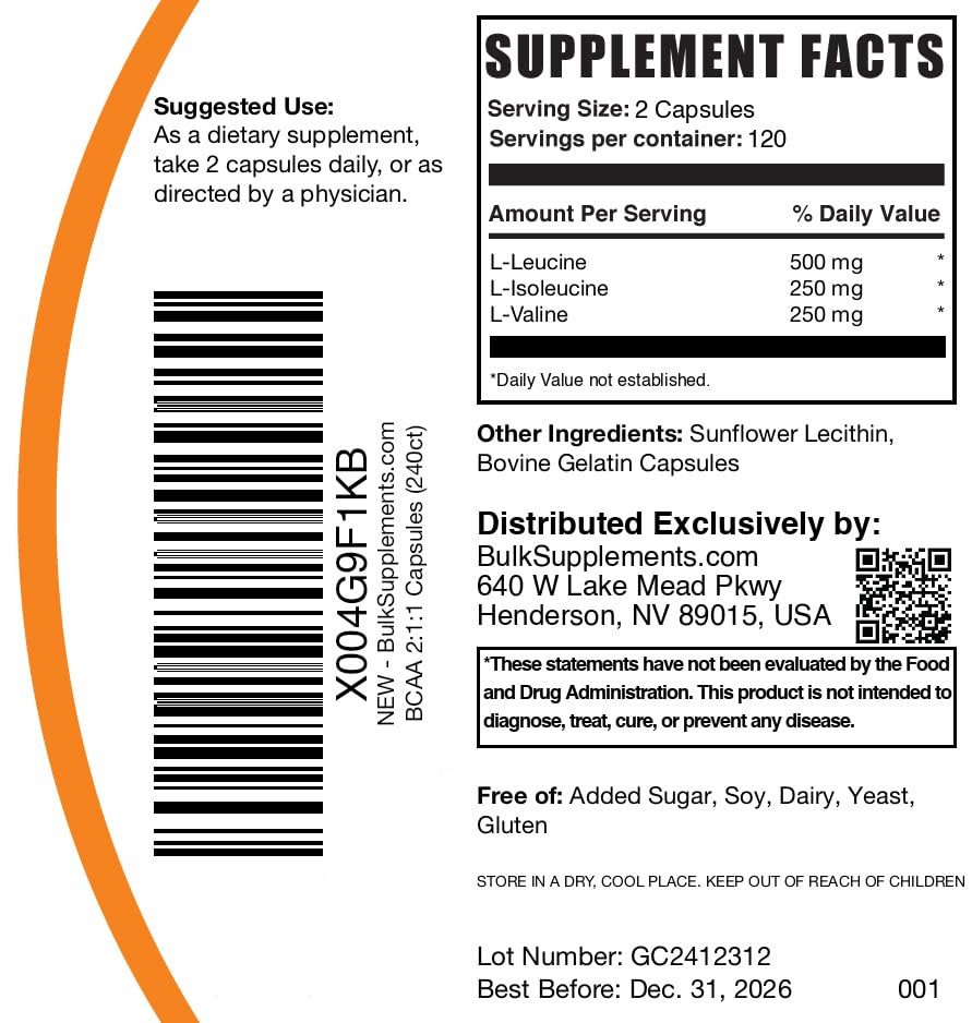 How to take BulkSupplements BCAA 2:1:1 capsules