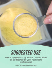 Pouring Collagen Peptides powder into a shake