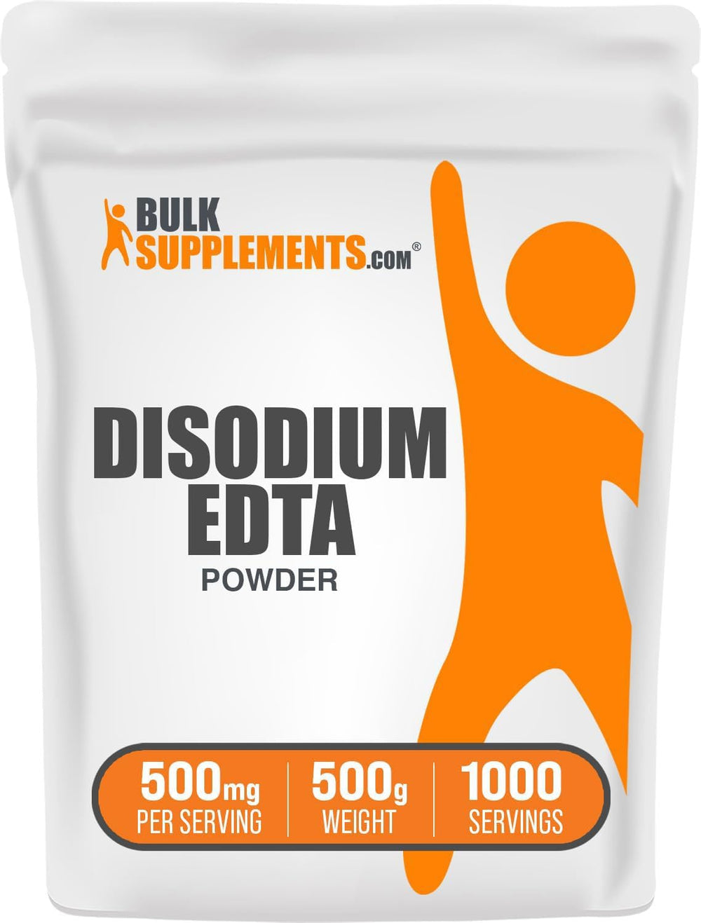 Disodium EDTA powder in a white scoop on white background