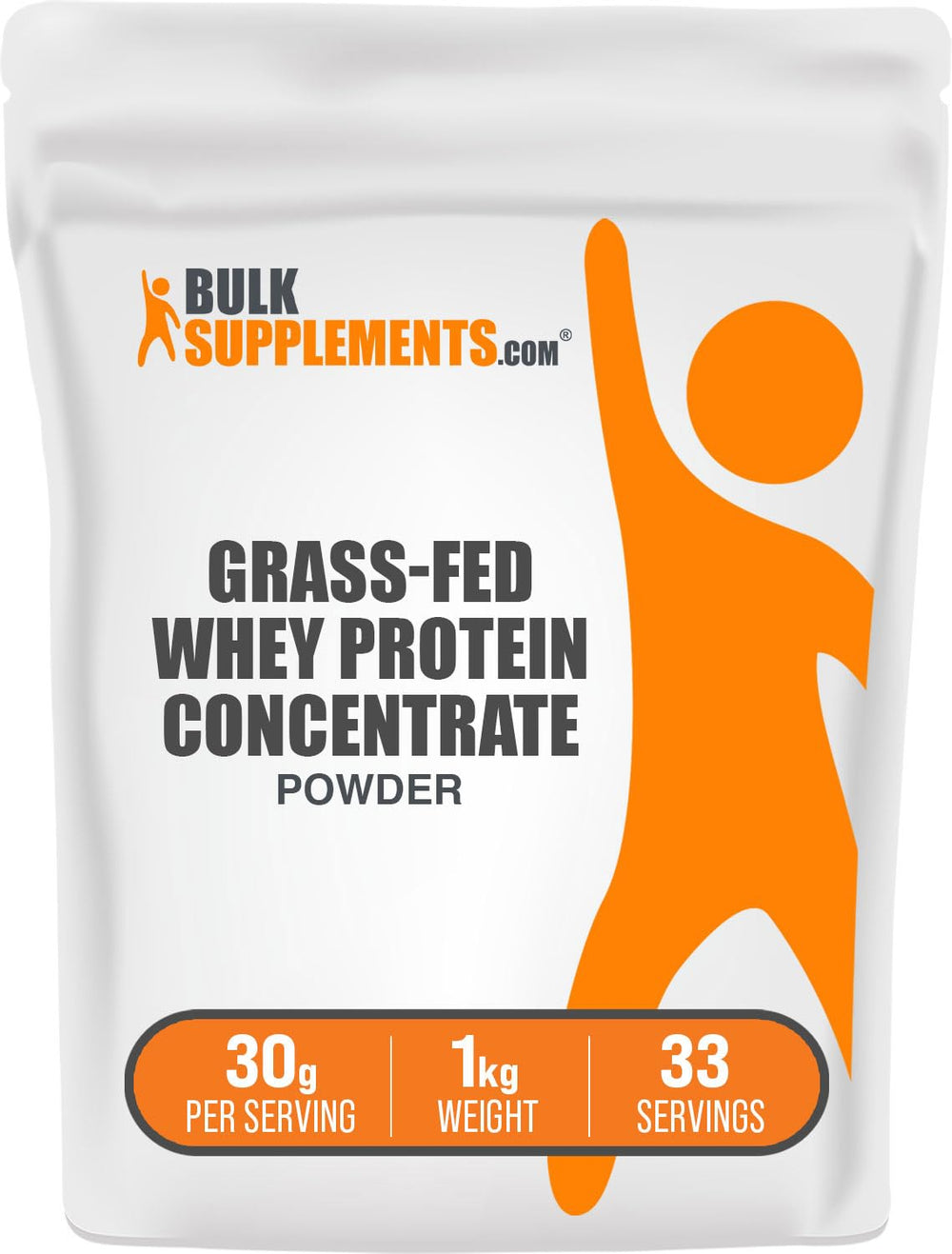 BulkSupplements Grass Fed Whey Protein Powder – 1kg, unflavored