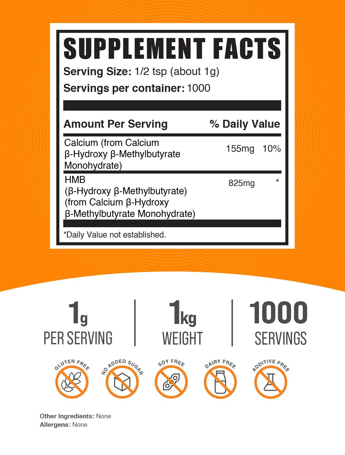 HMB powder 1kg serving size image