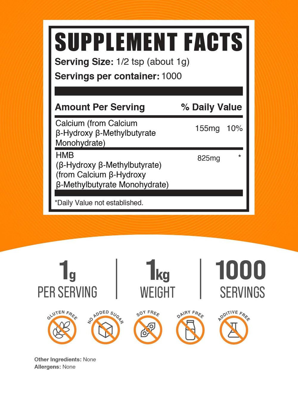 HMB powder 1kg serving size image