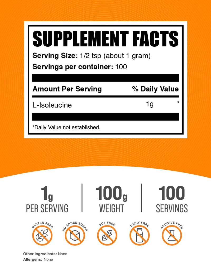 L-Isoleucine Powder serving size 1 g on label