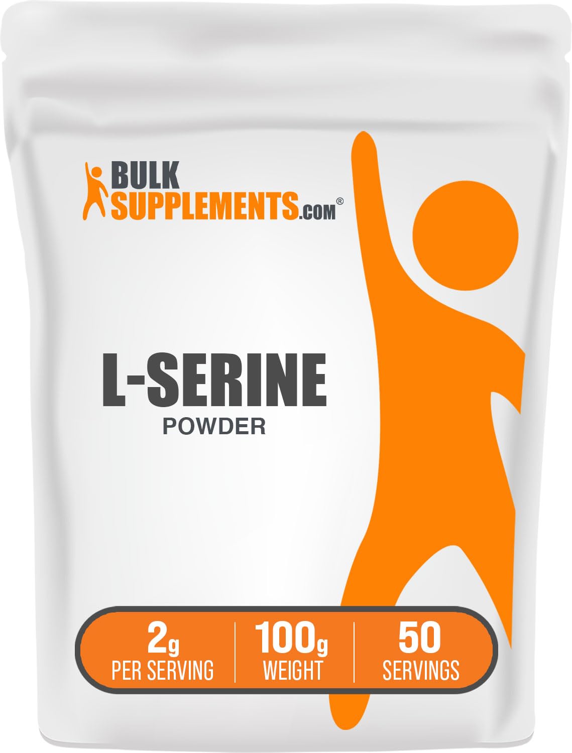 BulkSupplements L-Serine Powder 100g unflavored container