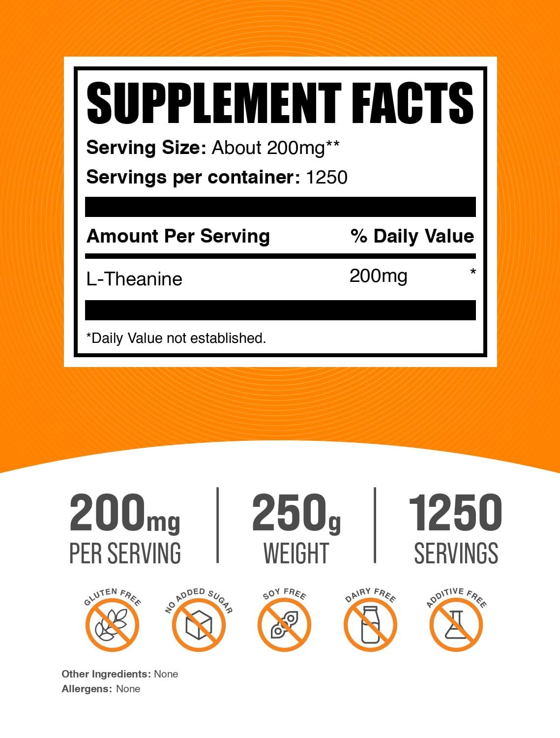 BulkSupplements L-Theanine Powder 250g bottle