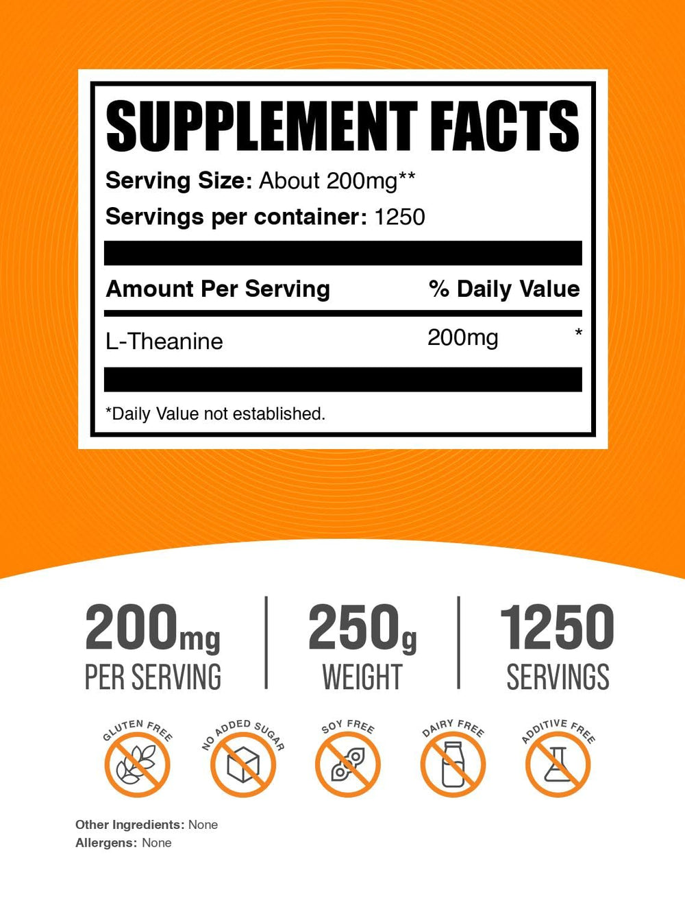 BulkSupplements L-Theanine Powder 250g bottle