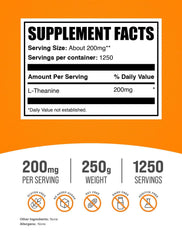 BulkSupplements L-Theanine Powder 250g bottle