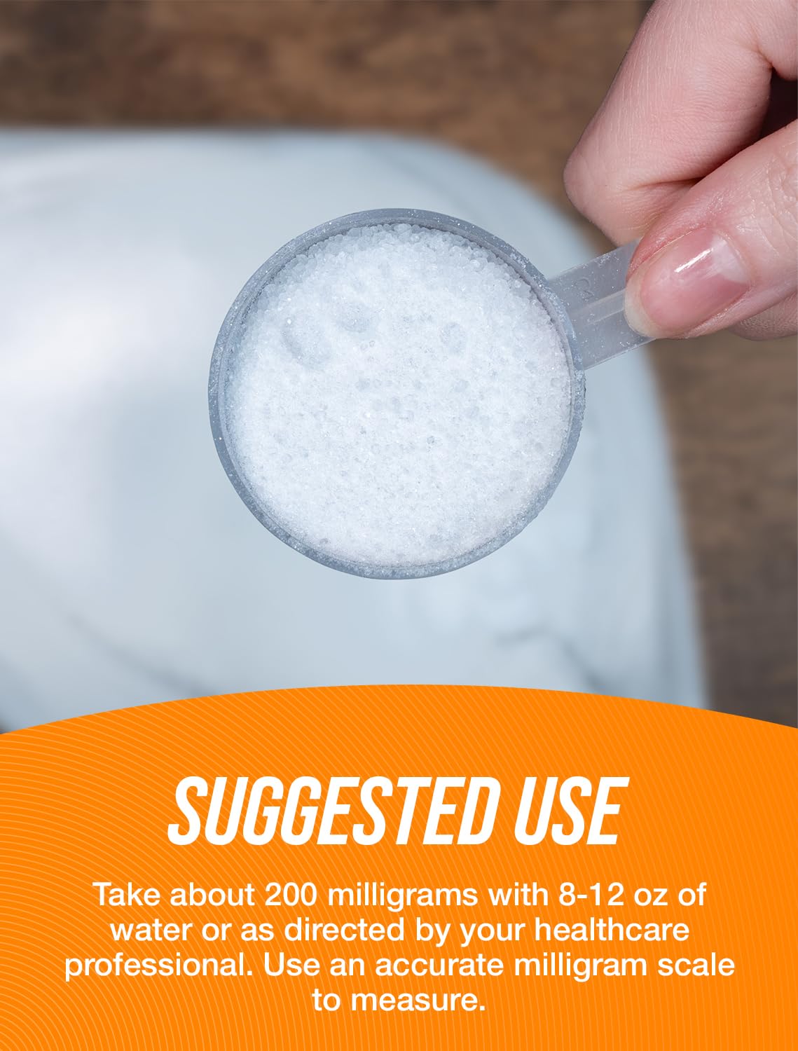 Serving size illustration for BulkSupplements L-Theanine Powder 200mg per serving