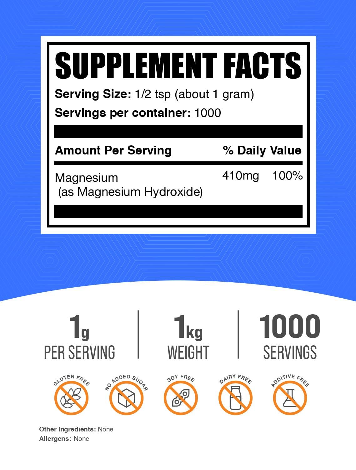 BulkSupplements Magnesium Hydroxide Powder packaging