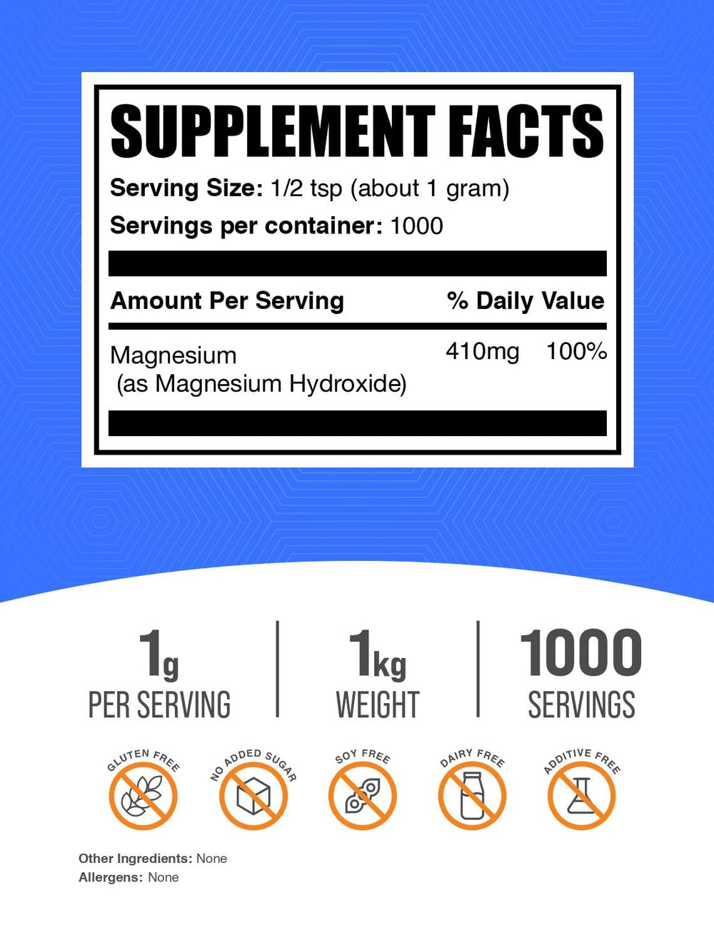 BulkSupplements Magnesium Hydroxide Powder packaging