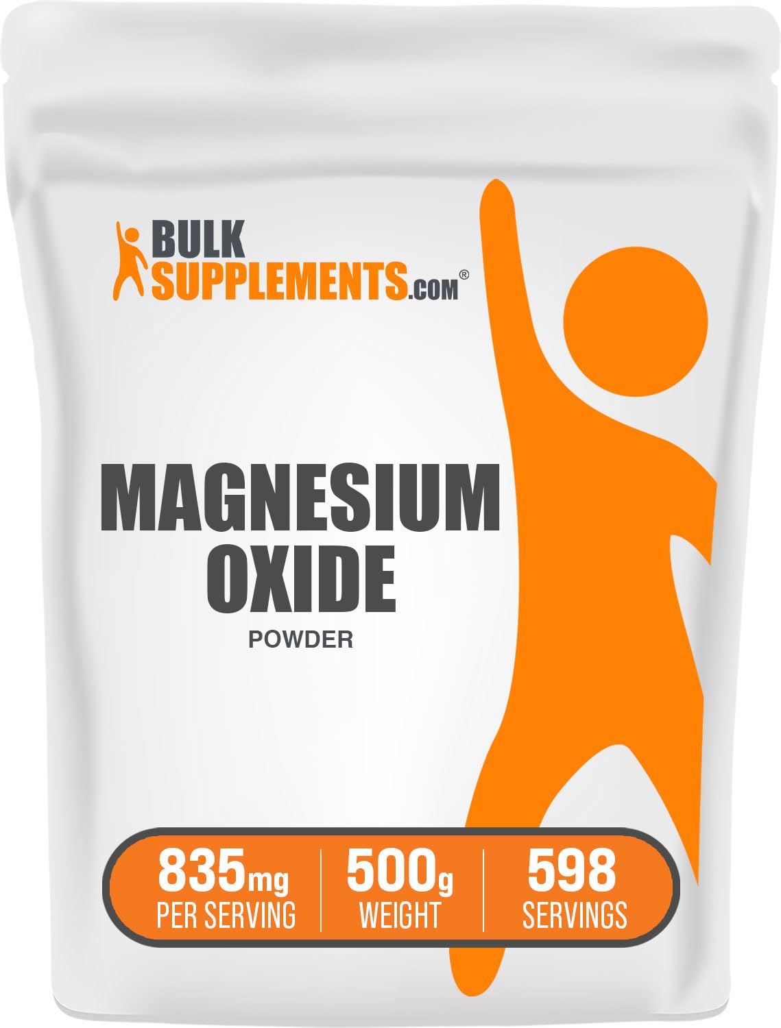 BulkSupplements Magnesium Oxide Powder 500 g front view