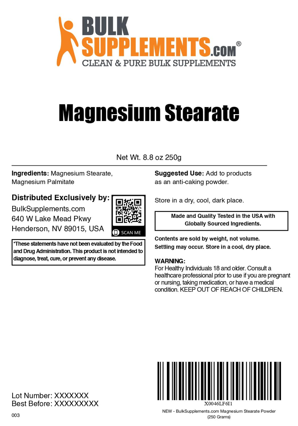 Magnesium Stearate powder in a scoop