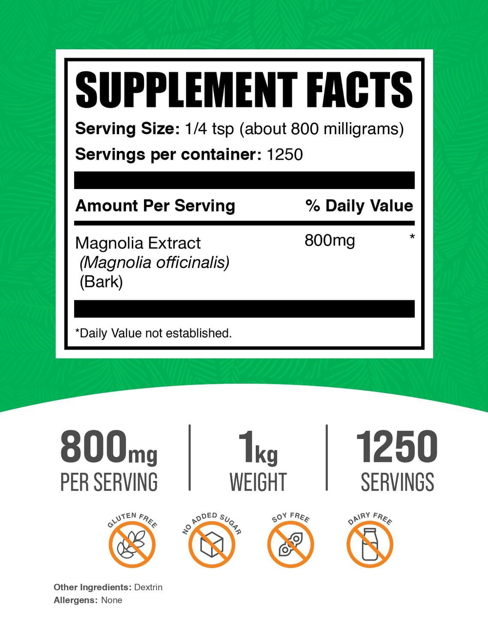BulkSupplements Magnolia Bark Extract powder dispenser showing precise servings