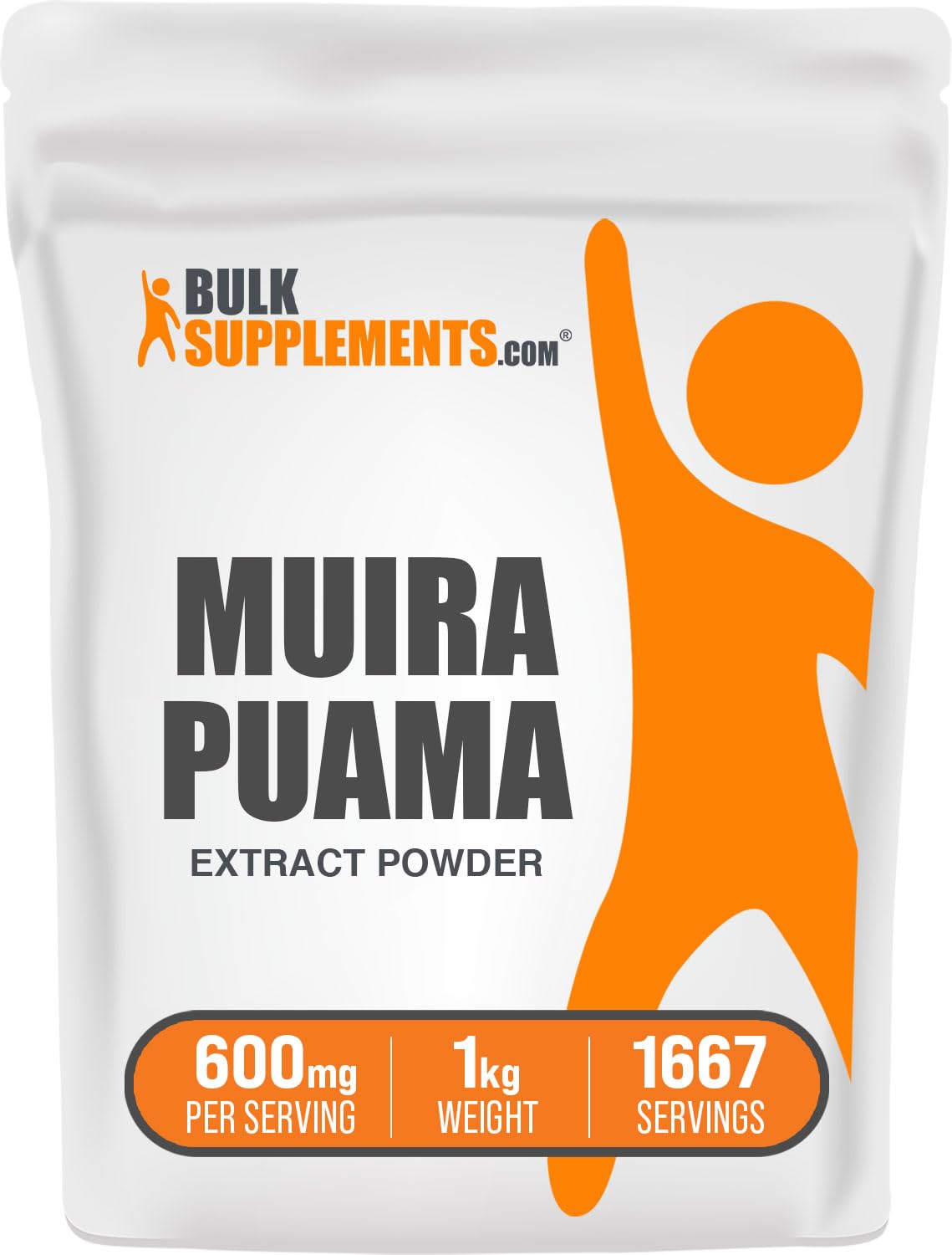 BulkSupplements Muira Puama Extract Powder 600mg per serving in 1kg package
