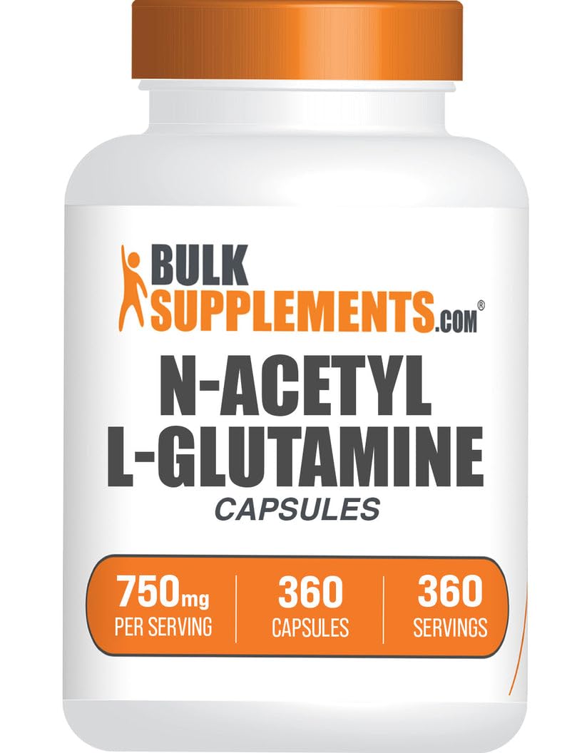 BulkSupplements N-Acetyl L-Glutamine capsules bottle, 360 count