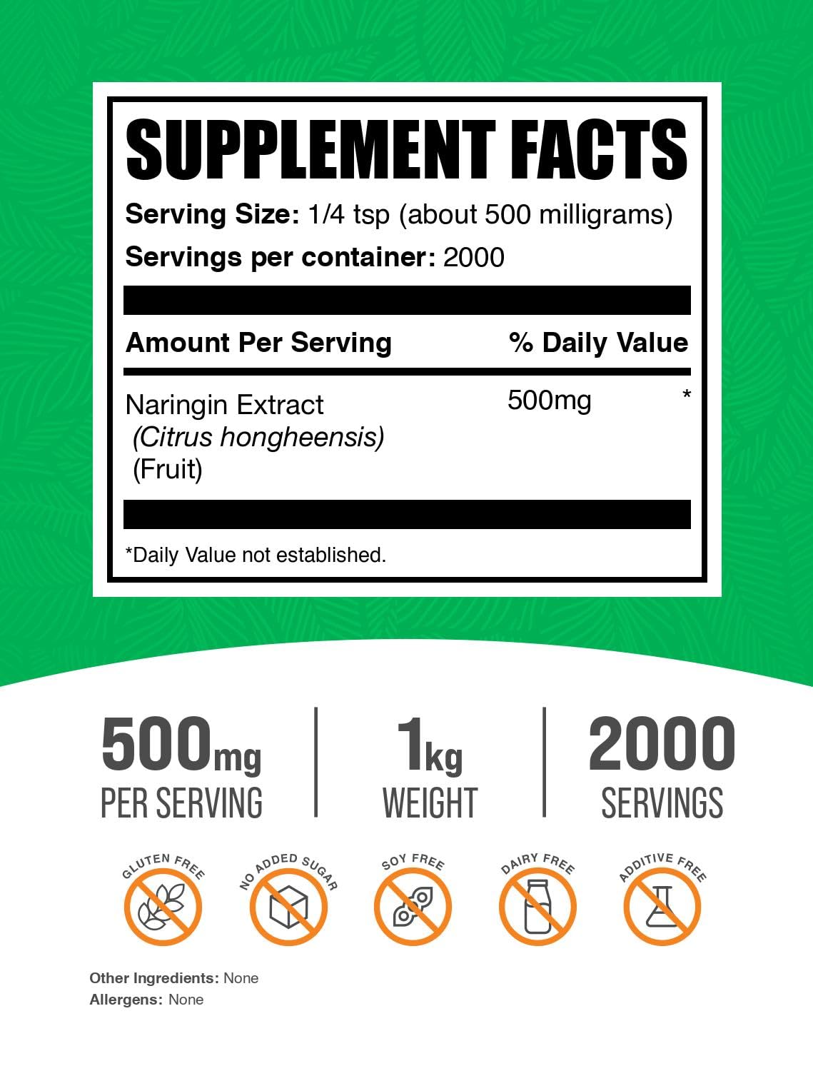 BulkSupplements Naringin Extract label