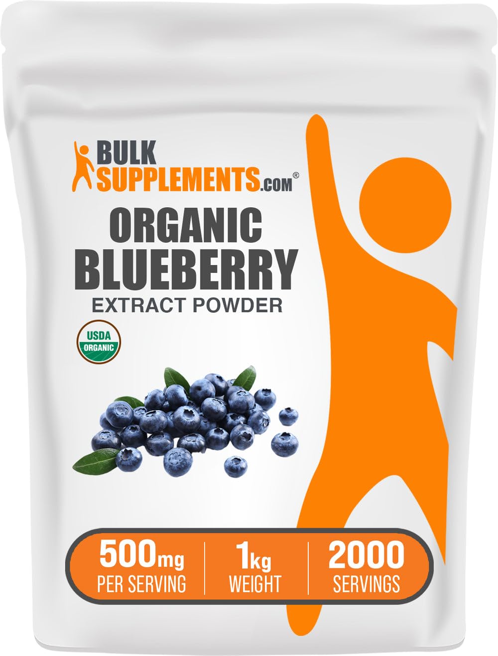 BulkSupplements Organic Blueberry Extract Powder 500mg per Serving 1kg Pack
