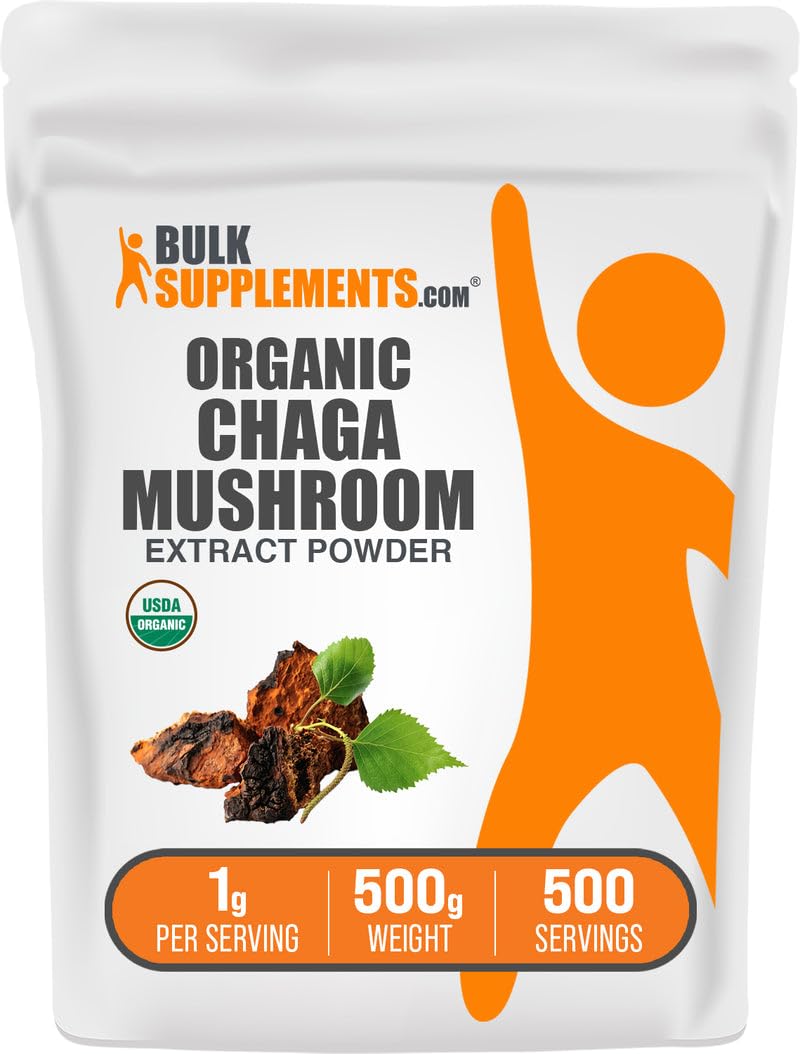 Organic Chaga Mushroom Extract Powder 500 g jar label